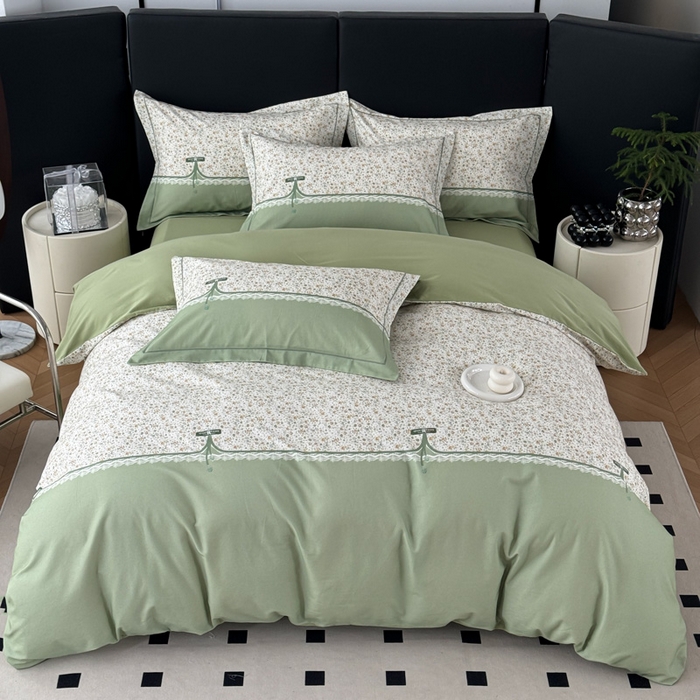 91家纺网 家纺一手货源 找家纺 艾迪尚家纺 2025新款云感超柔全棉磨毛印花四件套系列 芳菲-绿