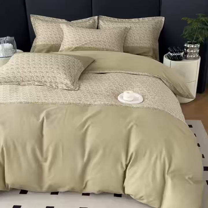 91家纺网 家纺一手货源 找家纺 艾迪尚家纺 2025新款云感超柔全棉磨毛印花四件套系列 碧瑶-绿