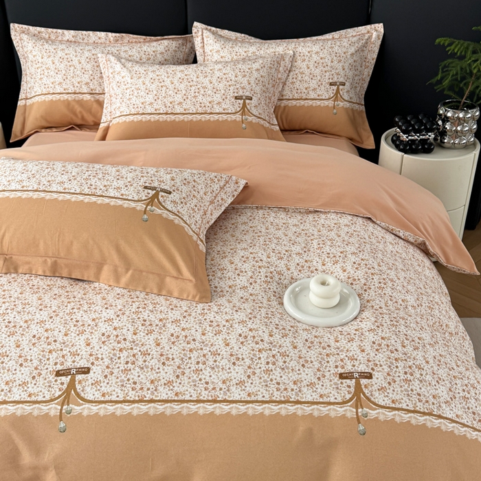 91家纺网 家纺一手货源 找家纺 艾迪尚家纺 2025新款云感超柔全棉磨毛印花四件套系列 芳菲-黄