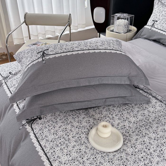 91家纺网 家纺一手货源 找家纺 艾迪尚家纺 2025新款云感超柔全棉磨毛印花单品床单系列 芳菲-灰