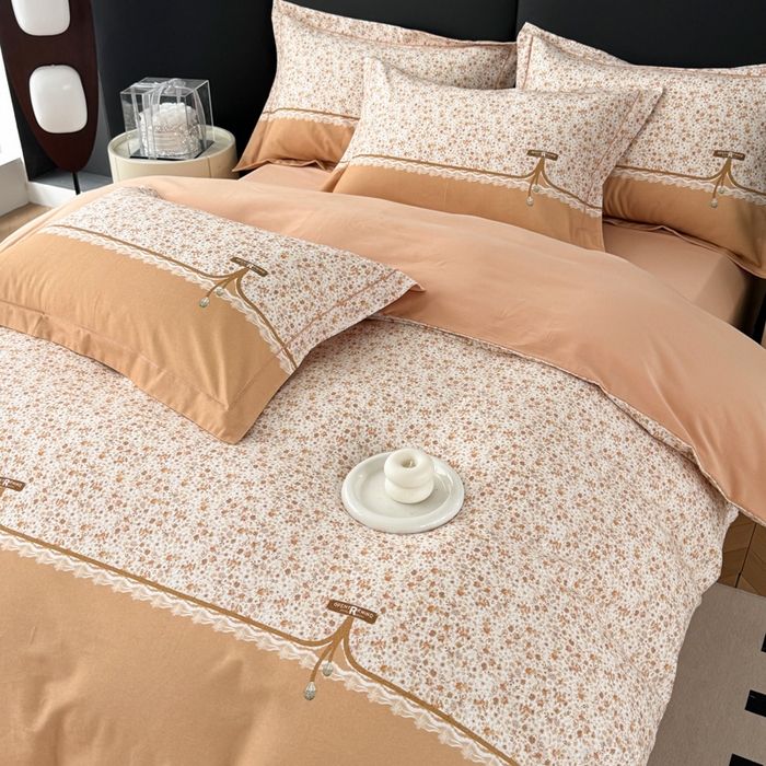 91家纺网 家纺一手货源 找家纺 艾迪尚家纺 2025新款云感超柔全棉磨毛印花单品床单系列 芳菲-黄