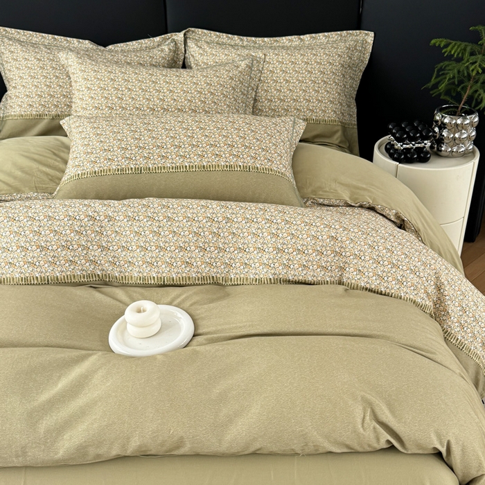 91家纺网 家纺一手货源 找家纺 艾迪尚家纺 2025新款云感超柔全棉磨毛印花单品床单系列 碧瑶-绿