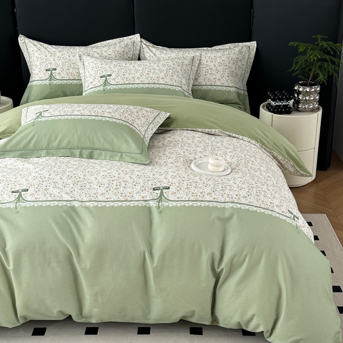 91家纺网 家纺一手货源 找家纺 艾迪尚家纺 2025新款云感超柔全棉磨毛印花单品床单系列 芳菲-绿