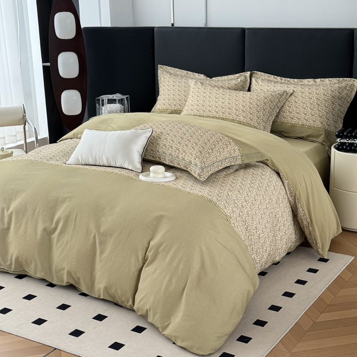 91家纺网 家纺一手货源 找家纺 艾迪尚家纺 2025新款云感超柔全棉磨毛印花单品床笠系列 碧瑶-绿