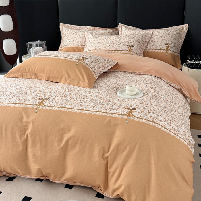 91家纺网 家纺一手货源 找家纺 艾迪尚家纺 2025新款云感超柔全棉磨毛印花单品床笠系列 芳菲-黄