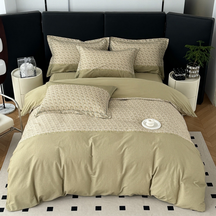 91家纺网 家纺一手货源 找家纺 艾迪尚家纺 2025新款云感超柔全棉磨毛印花单品床笠系列 碧瑶-绿