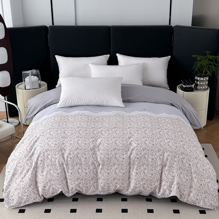 艾迪尚家纺 2025新款云感超柔全棉磨毛印花单品被套系列 夕月-灰