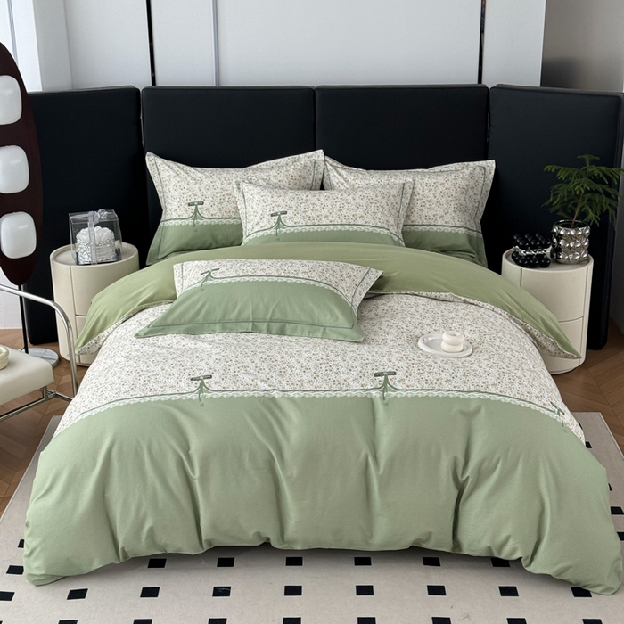 艾迪尚家纺 2025新款云感超柔全棉磨毛印花单品被套系列 芳菲-绿