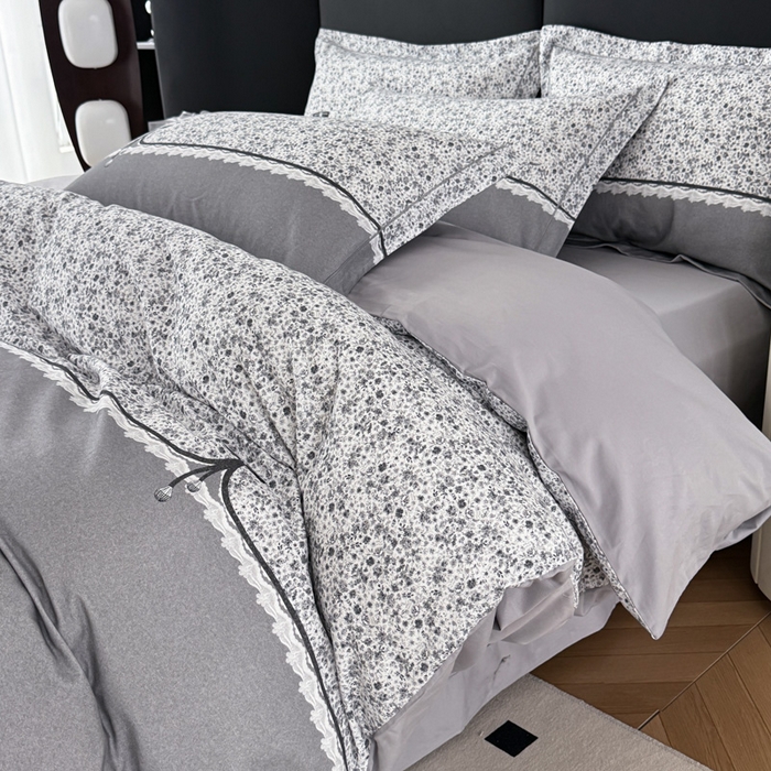 91家纺网 家纺一手货源 找家纺 艾迪尚家纺 2025新款云感超柔全棉磨毛印花单品枕套系列 芳菲-灰