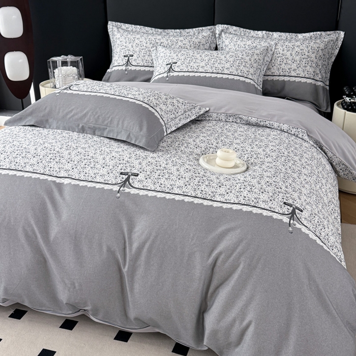 91家纺网 家纺一手货源 找家纺 艾迪尚家纺 2025新款云感超柔全棉磨毛印花单品枕套系列 芳菲-灰