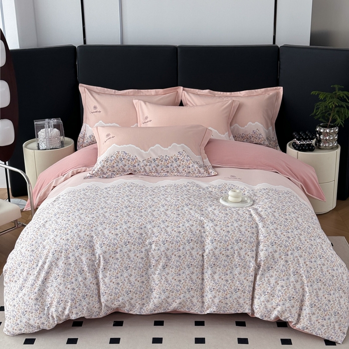 91家纺网 家纺一手货源 找家纺 艾迪尚家纺 2025新款云感超柔全棉磨毛印花单品枕套系列 夕月-粉