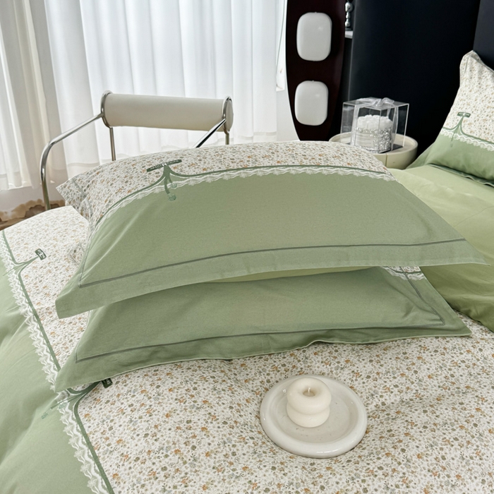 艾迪尚家纺 2025新款云感超柔全棉磨毛印花单品枕套系列 芳菲-绿