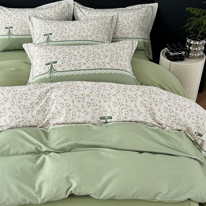 91家纺网 家纺一手货源 找家纺 艾迪尚家纺 2025新款云感超柔全棉磨毛印花单品枕套系列 芳菲-绿