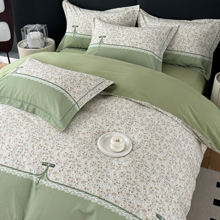 91家纺网 家纺一手货源 找家纺 艾迪尚家纺 2025新款云感超柔全棉磨毛印花单品枕套系列 芳菲-绿