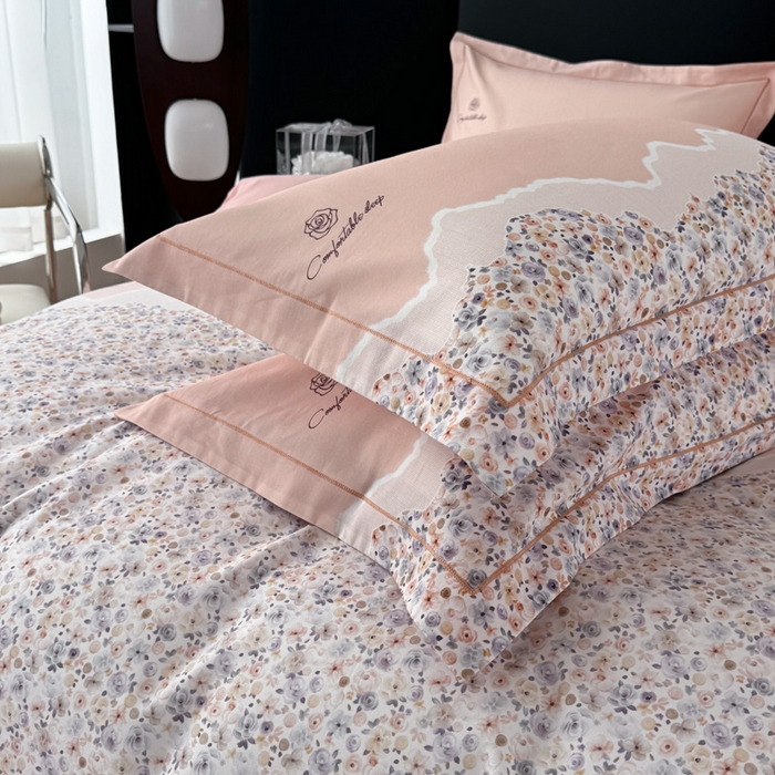 91家纺网 家纺一手货源 找家纺 艾迪尚家纺 2025新款云感超柔全棉磨毛印花单品枕套系列 夕月-粉