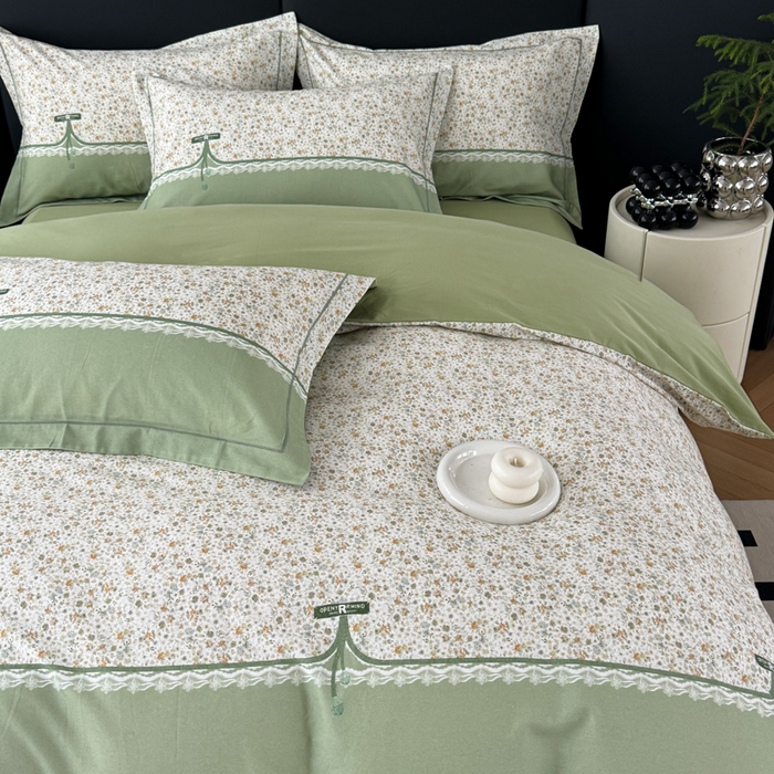 91家纺网 家纺一手货源 找家纺 艾迪尚家纺 2025新款云感超柔全棉磨毛印花单品枕套系列 芳菲-绿