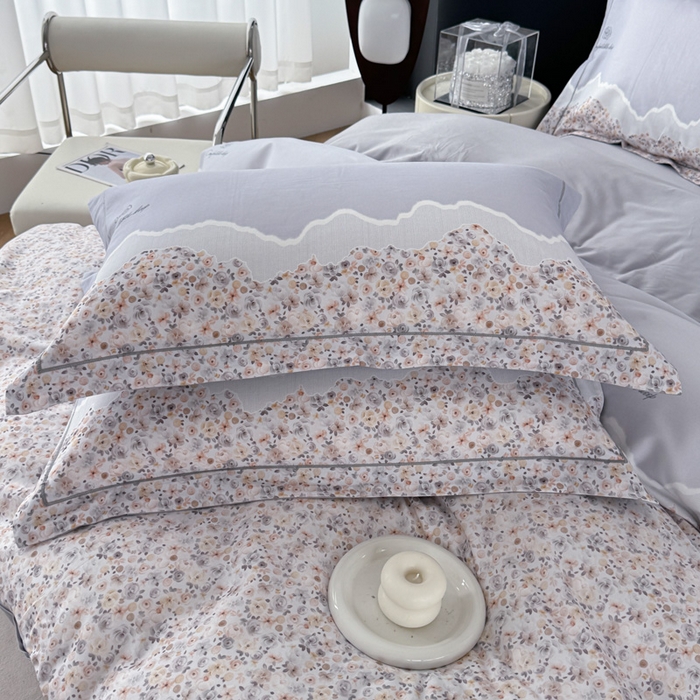 艾迪尚家纺 2025新款云感超柔全棉磨毛印花单品枕套系列 夕月-灰