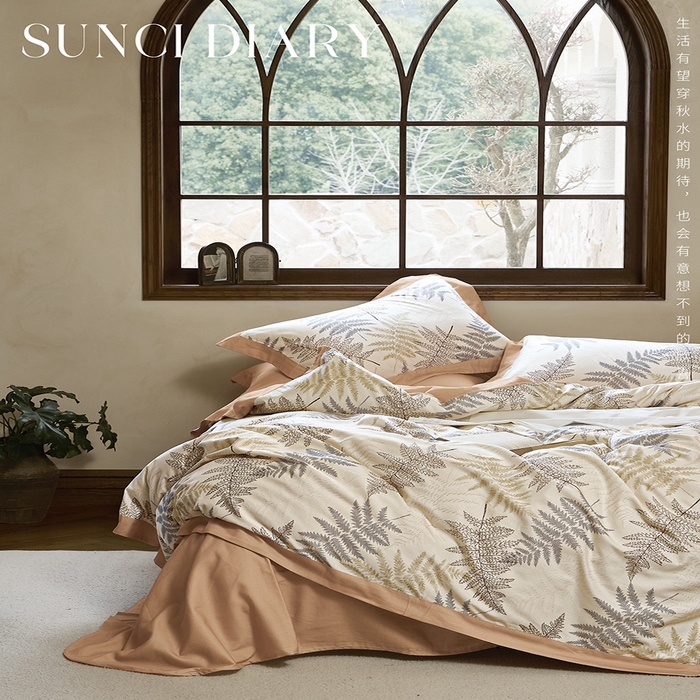 威克凯丽 2024新款全棉生态磨毛四件套 叶语柔情