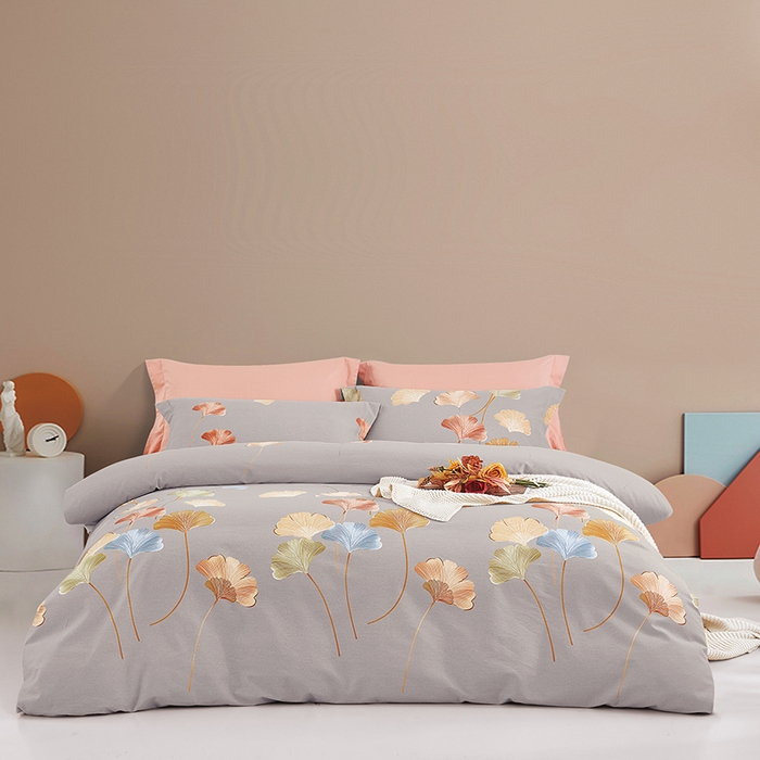 威克凯丽 2024新款全棉生态磨毛四件套 雅姿-灰