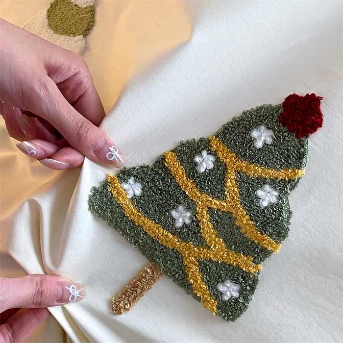 91家纺网 家纺一手货源 找家纺 初拾 2025新款100s澳棉毛巾绣四件套-星落圣诞 星落圣诞—奶油蓝