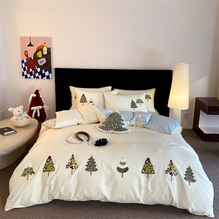 （总）初拾 2025新款100s澳棉毛巾绣四件套-星落圣诞