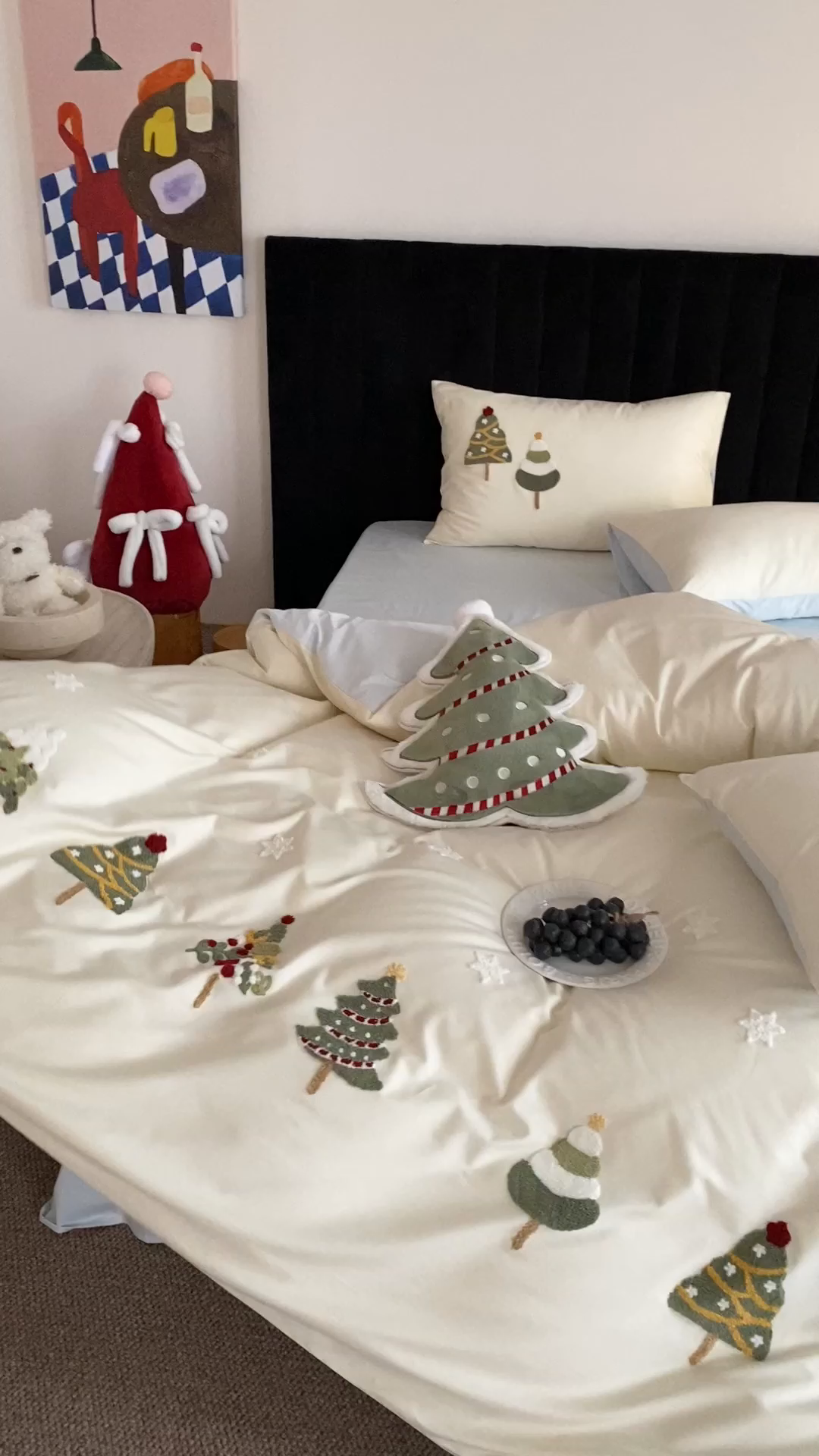 91家纺网 家纺一手货源 找家纺 初拾 2025新款100s澳棉毛巾绣四件套-星落圣诞 星落圣诞—奶油蓝