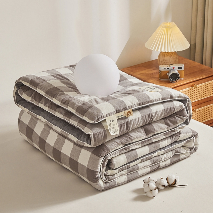 91家纺网 家纺一手货源 找家纺 梦初语2025新款棉花被新疆棉花被棉絮春秋被冬被学生单人宿舍棉被褥被子被芯四季  灰中格