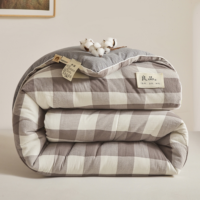 91家纺网 家纺一手货源 找家纺 梦初语2025新款棉花被新疆棉花被棉絮春秋被冬被学生单人宿舍棉被褥被子被芯四季  灰中格