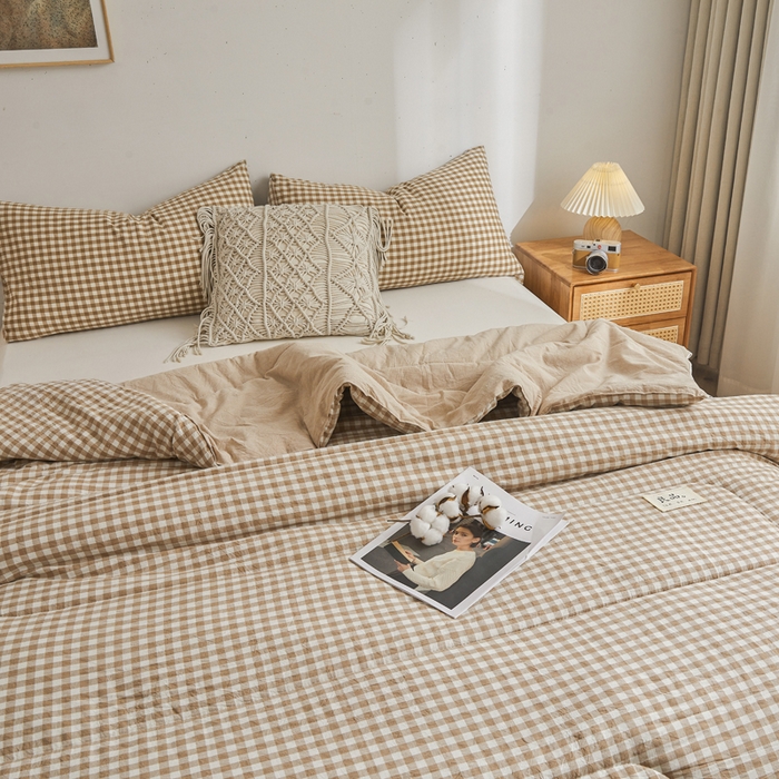 91家纺网 家纺一手货源 找家纺 梦初语2025新款棉花被新疆棉花被棉絮春秋被冬被学生单人宿舍棉被褥被子被芯四季  咖小格