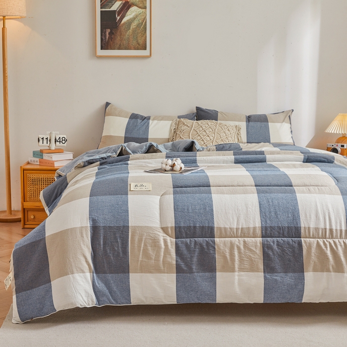 91家纺网 家纺一手货源 找家纺 梦初语2025新款棉花被新疆棉花被棉絮春秋被冬被学生单人宿舍棉被褥被子被芯四季  蓝大格