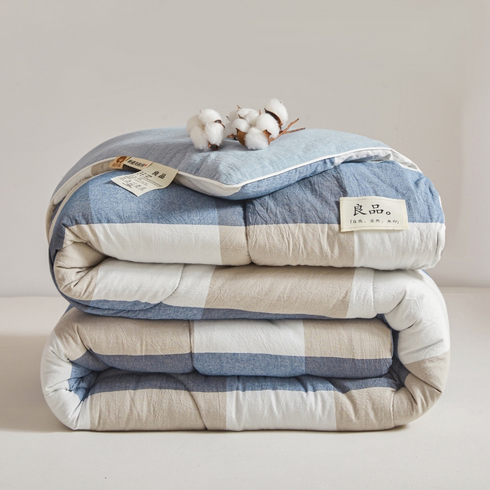 91家纺网 家纺一手货源 找家纺 梦初语2025新款棉花被新疆棉花被棉絮春秋被冬被学生单人宿舍棉被褥被子被芯四季  蓝大格