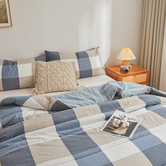 91家纺网 家纺一手货源 找家纺 梦初语2025新款棉花被新疆棉花被棉絮春秋被冬被学生单人宿舍棉被褥被子被芯四季  蓝大格