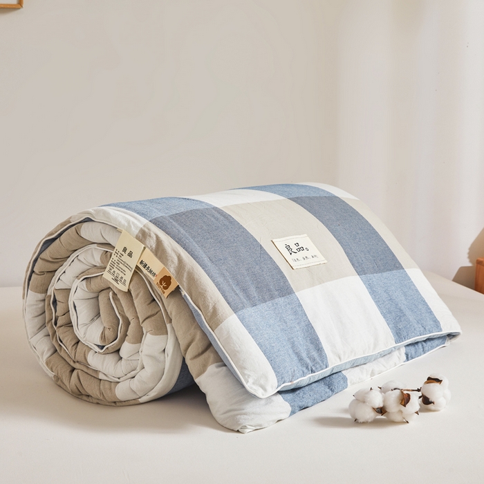 91家纺网 家纺一手货源 找家纺 梦初语2025新款棉花被新疆棉花被棉絮春秋被冬被学生单人宿舍棉被褥被子被芯四季  蓝大格