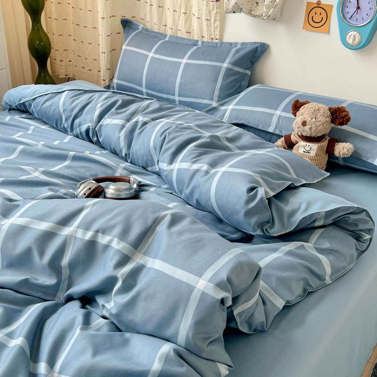 91家纺网 家纺一手货源 找家纺 （总）楠沐家纺 2025新款格子系列芦荟棉四件套