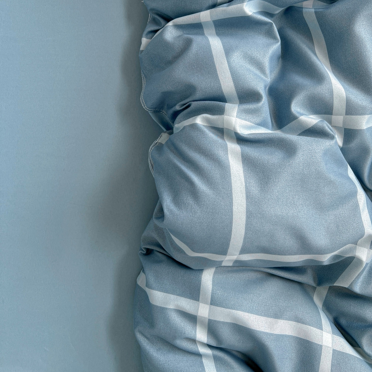 91家纺网 家纺一手货源 找家纺 楠沐家纺 2025新款格子系列芦荟棉四件套 海蓝大格