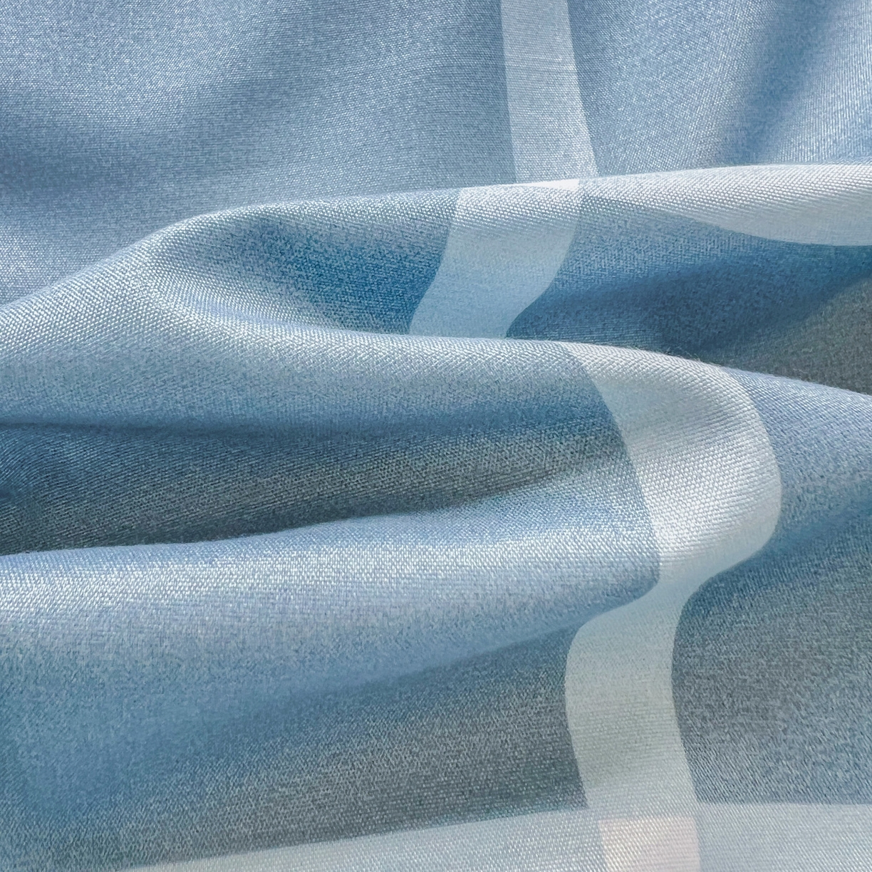 91家纺网 家纺一手货源 找家纺 楠沐家纺 2025新款格子系列亲肤芦荟棉磨毛单被套 海蓝大格