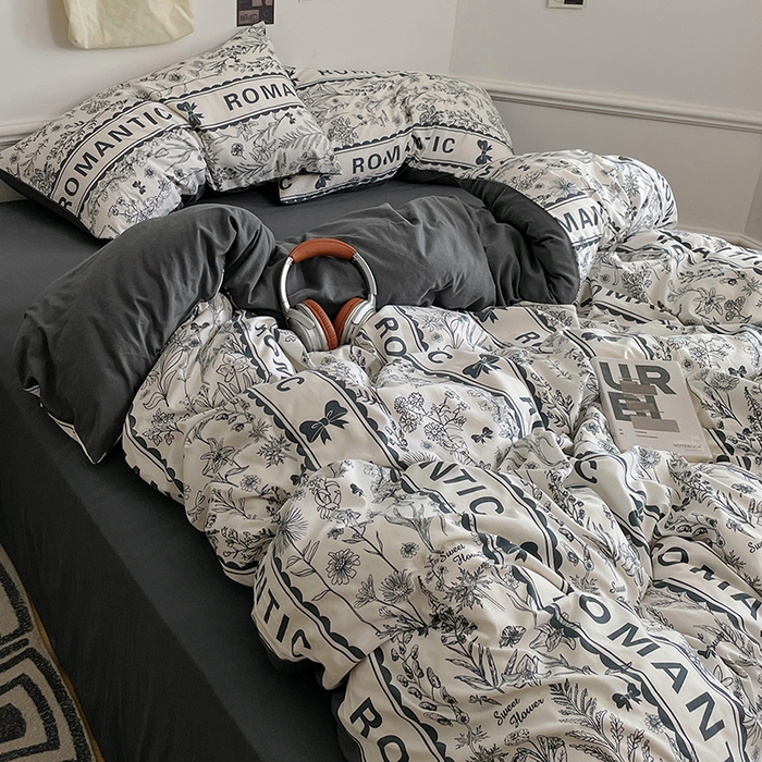 91家纺网 家纺一手货源 找家纺 梦卓家纺 2025新款亲肤超柔印花水洗棉四件套 赫本风情