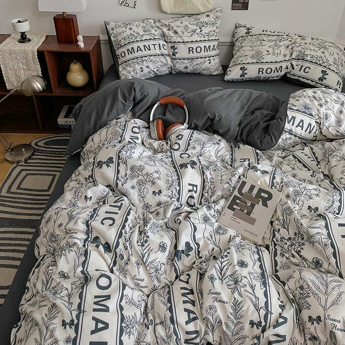 91家纺网 家纺一手货源 找家纺 梦卓家纺 2025新款亲肤超柔印花水洗棉四件套 赫本风情