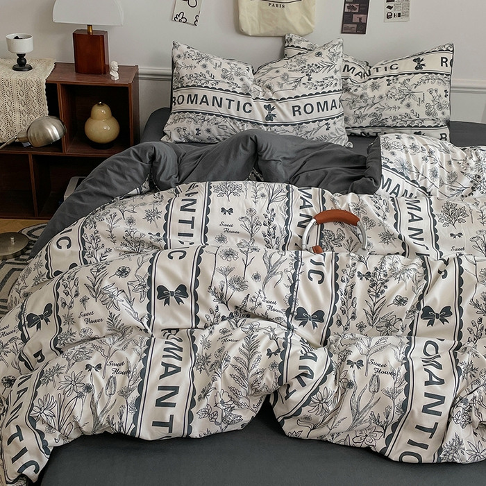 91家纺网 家纺一手货源 找家纺 梦卓家纺 2025新款亲肤超柔印花水洗棉四件套 赫本风情