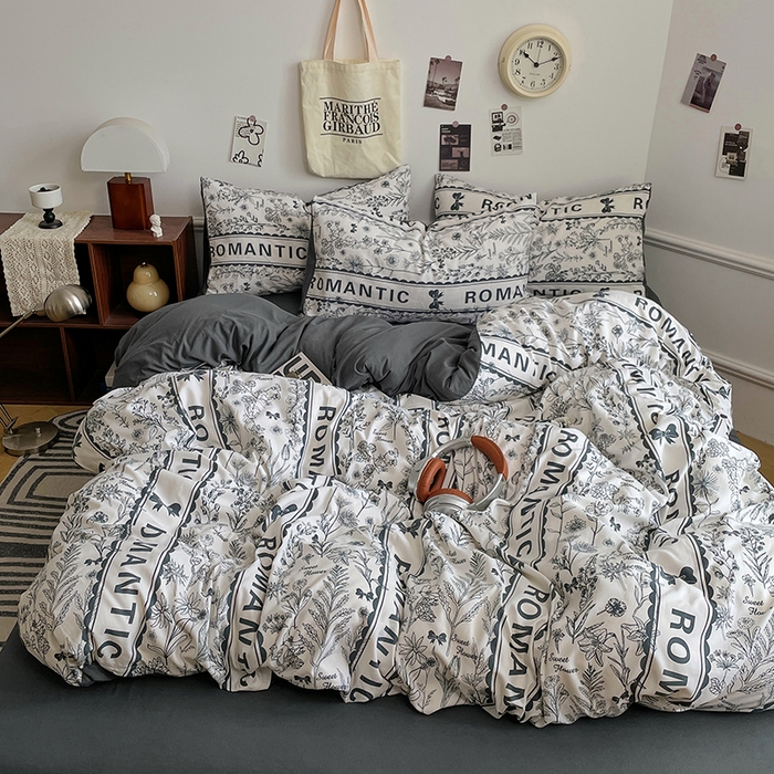 91家纺网 家纺一手货源 找家纺 梦卓家纺 2025新款亲肤超柔印花水洗棉四件套 赫本风情