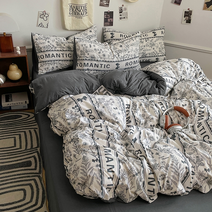 91家纺网 家纺一手货源 找家纺 梦卓家纺 2025新款亲肤超柔印花水洗棉四件套 赫本风情