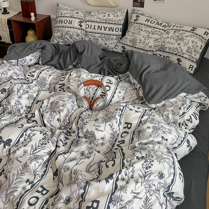 91家纺网 家纺一手货源 找家纺 梦卓家纺 2025新款亲肤超柔印花水洗棉四件套 赫本风情