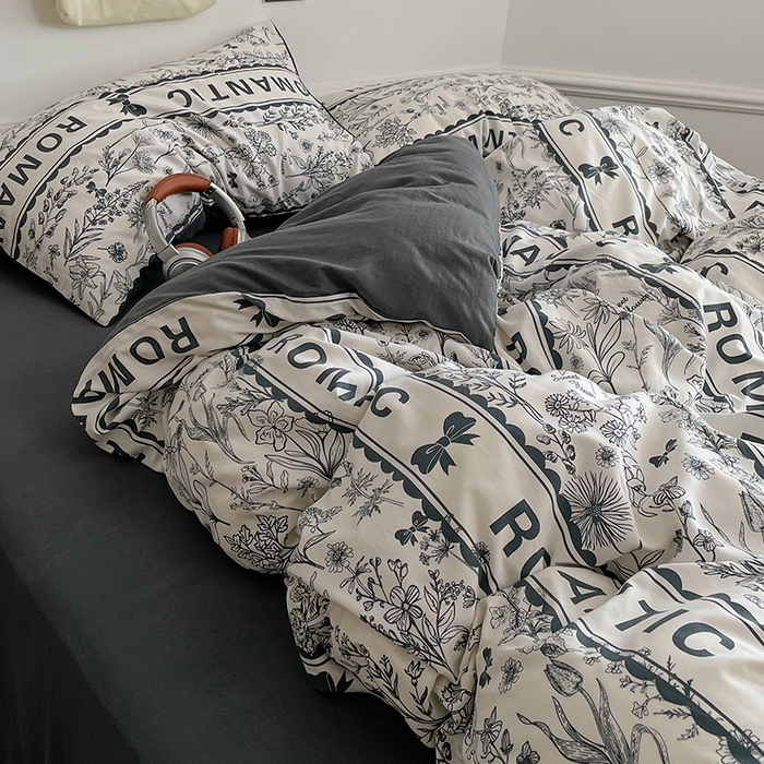 91家纺网 家纺一手货源 找家纺 梦卓家纺 2025新款亲肤超柔印花水洗棉四件套 赫本风情