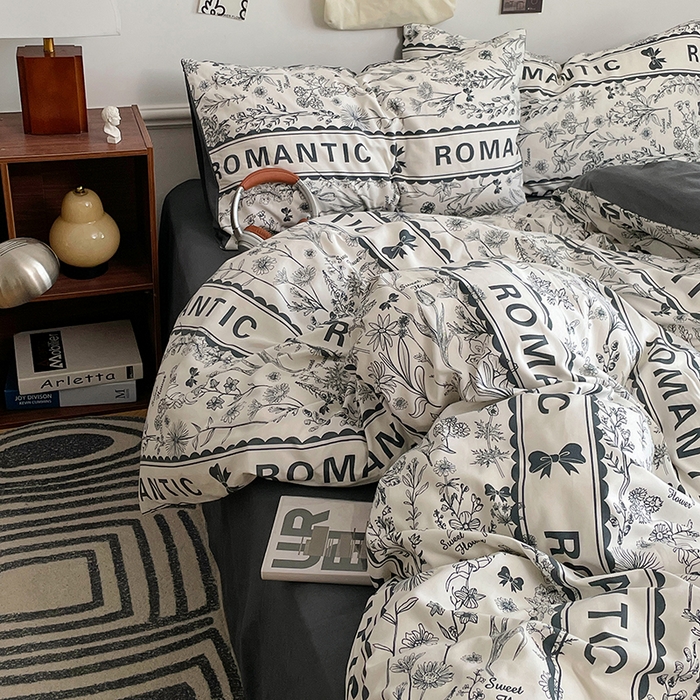 91家纺网 家纺一手货源 找家纺 梦卓家纺 2025新款亲肤超柔印花水洗棉四件套 赫本风情