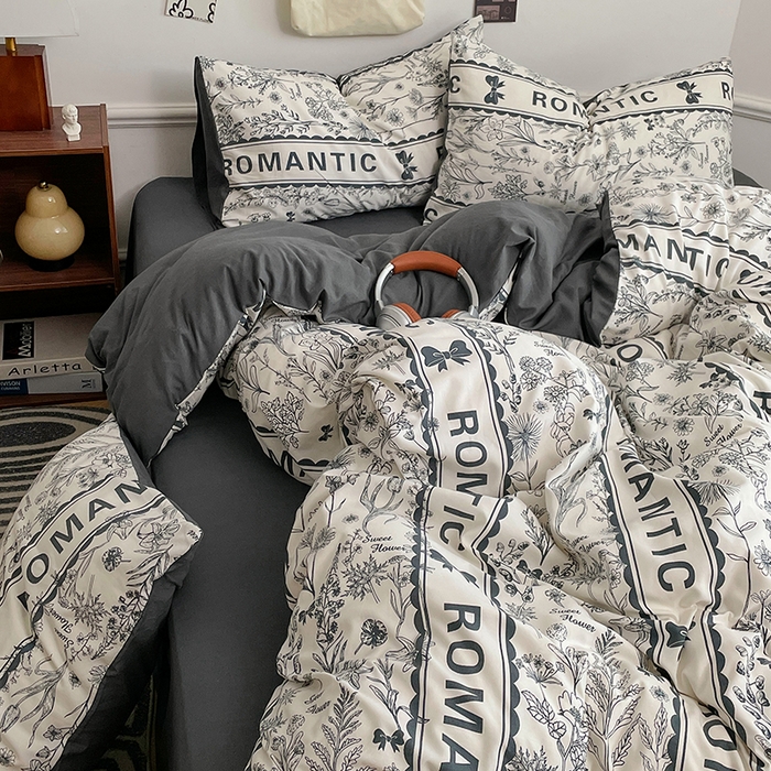 91家纺网 家纺一手货源 找家纺 梦卓家纺 2025新款亲肤超柔印花水洗棉四件套 赫本风情