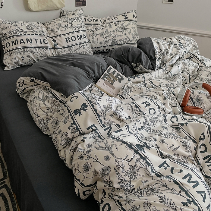 91家纺网 家纺一手货源 找家纺 梦卓家纺 2025新款亲肤超柔印花水洗棉四件套 赫本风情