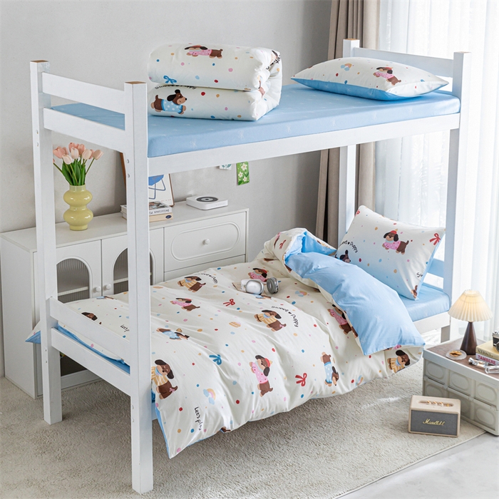 91家纺网 家纺一手货源 找家纺 红馆 2025新款开学季三件套学生上下铺 芙芙小狗