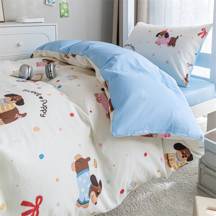 91家纺网 家纺一手货源 找家纺 红馆 2025新款开学季三件套学生上下铺 芙芙小狗