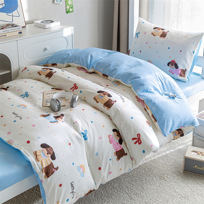 91家纺网 家纺一手货源 找家纺 红馆 2025新款开学季三件套学生上下铺 芙芙小狗