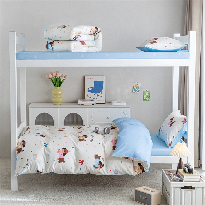 91家纺网 家纺一手货源 找家纺 红馆 2025新款开学季三件套学生上下铺 芙芙小狗